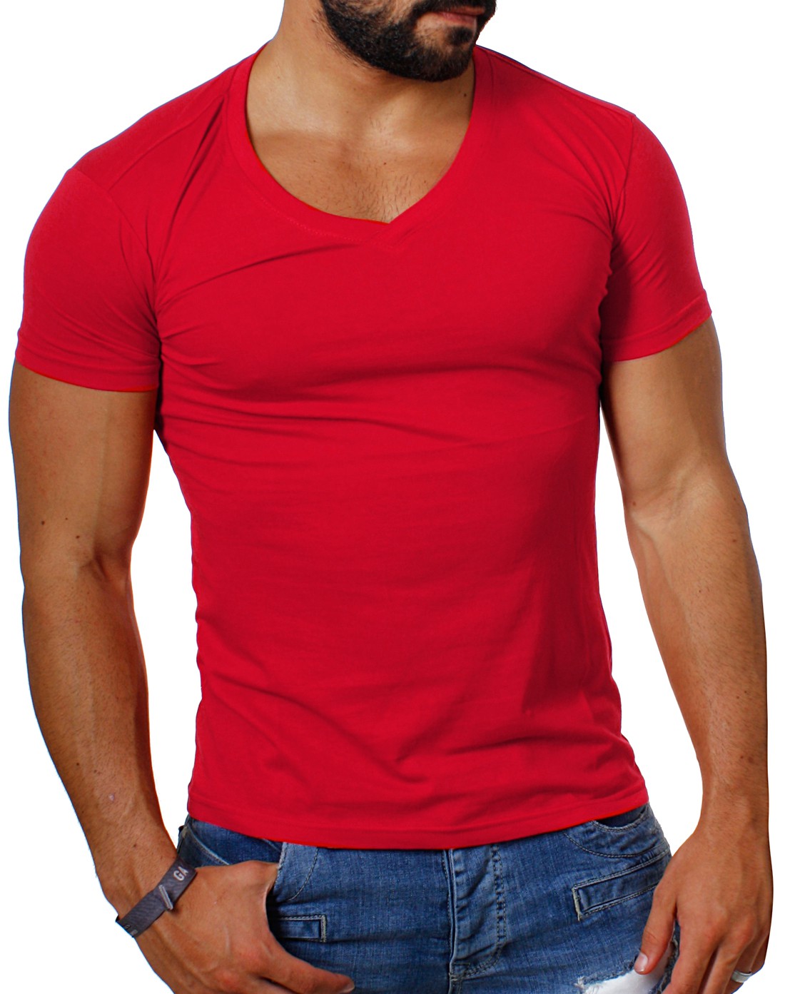 herren t shirt v ausschnitt schwarz