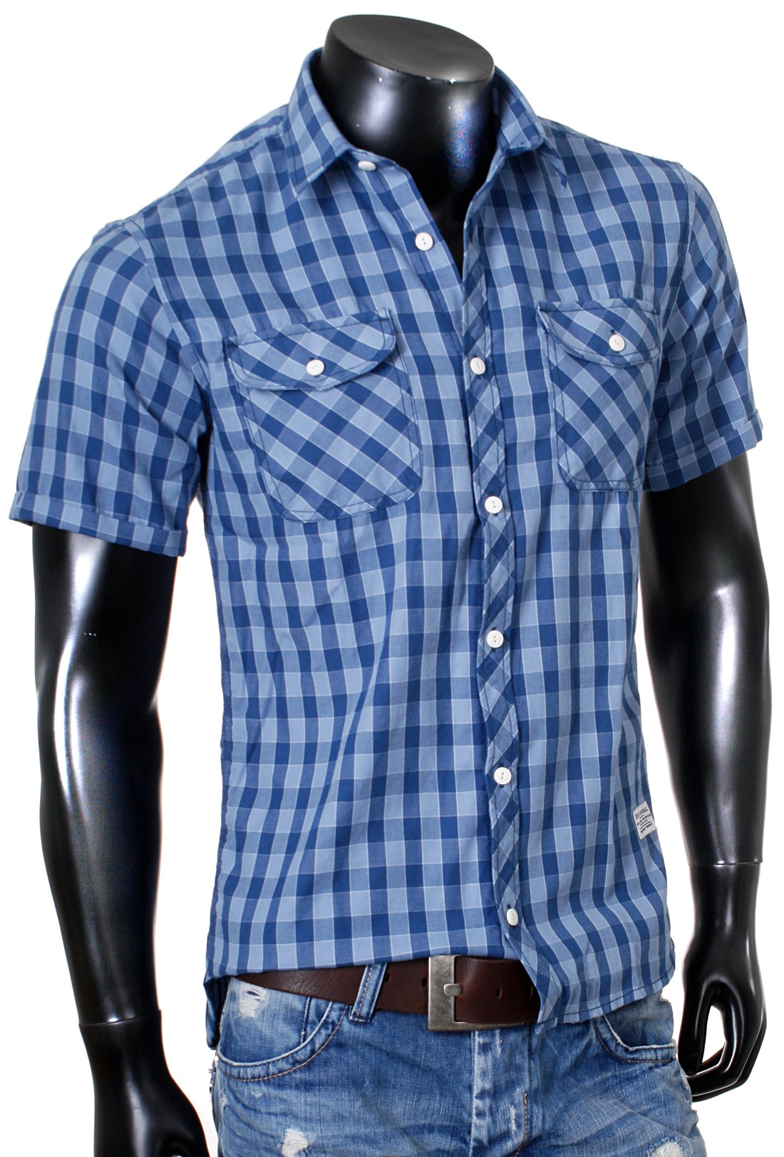 Trachtenhemd Herren Kurzarm Kariert - Oktoberfest Hemd Slim Fit Mit Vintage Look