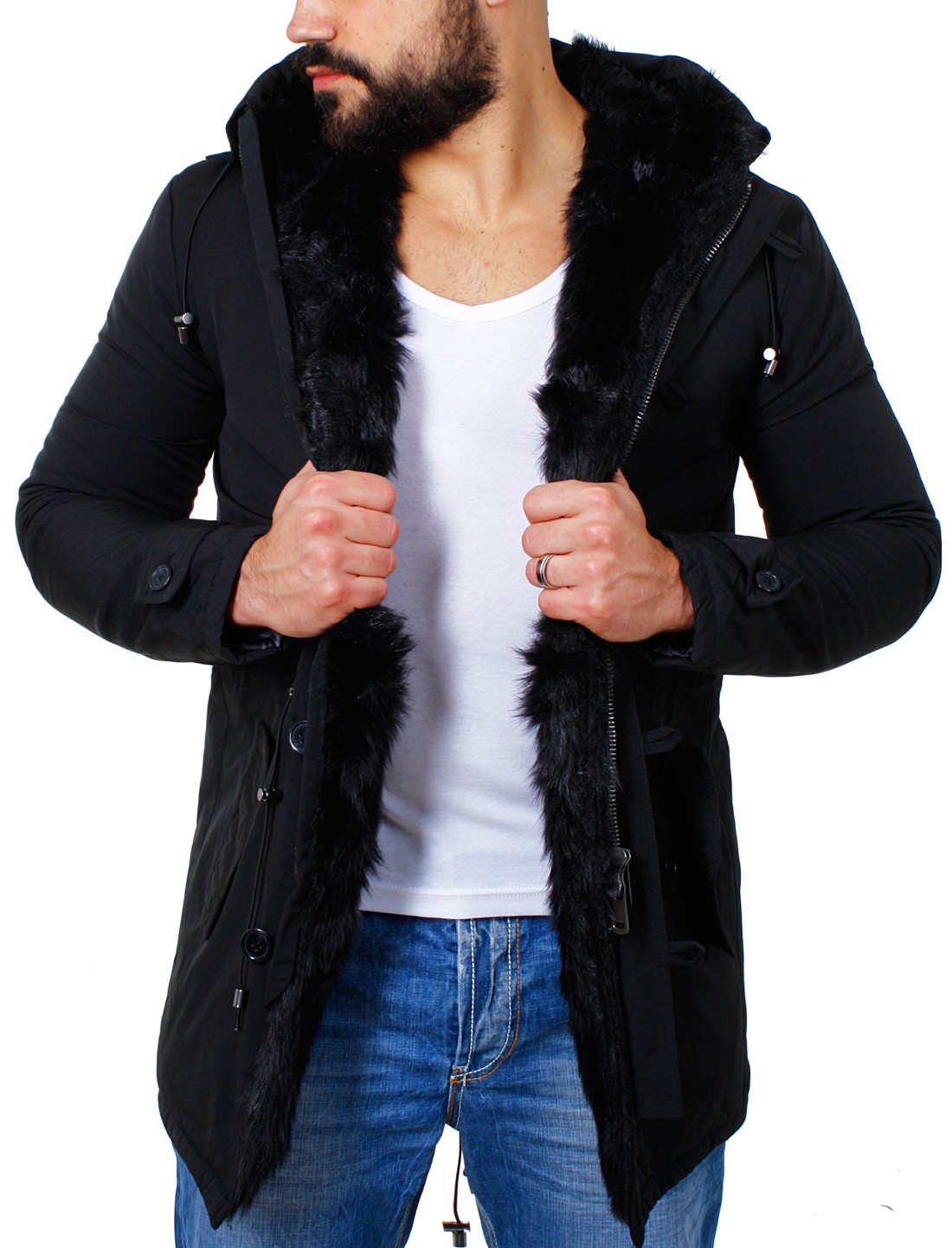 Herren Winterparka Gefüttert - Dicke Thermojacke Mit Kapuze Bis Größe 5XL